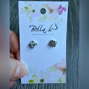 Bella B Rhinestone Stud Earrings in Silver